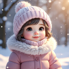 Little Child Enjoying Herself Outside AS the Snow Falls 103