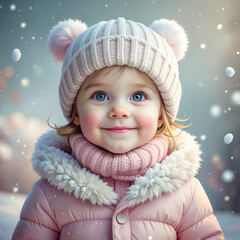 Little Child Enjoying Herself Outside AS the Snow Falls 102