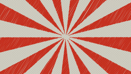 Red Sunburst Scribble Doodle Texture Halftone Pop Art Cartoon Vintage Comic Background Illustration. © Khulqi Design