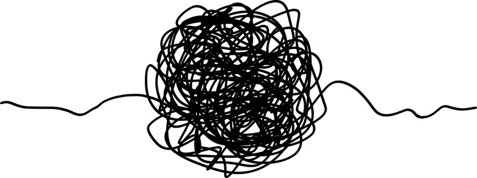 Abstract scribble line illustration symbolizing mental chaos and balance