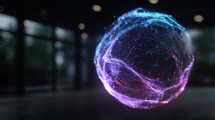 Digital Universe: A vibrant, interconnected network of data and technology, symbolized by a glowing sphere suspended in space, representing the boundless potential of the digital age.