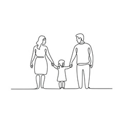 a family of three standing together