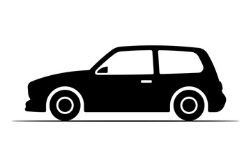 Car icon. Black silhouette. Side view. Vector simple flat graphic illustration. Isolated object on a white background.