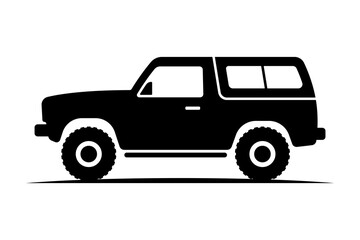 SUV icon. Black silhouette. Side view. Vector simple flat graphic illustration. Isolated object on a white background.
