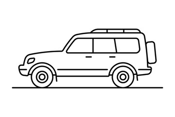 SUV icon. Black outline linear silhouette. Editable strokes. Side view. Vector simple flat graphic illustration. Isolated object on a white background.
