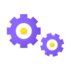Stylized Two Purple Cogwheels Settings Icon Illustration