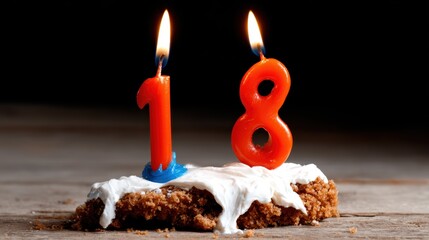 An inviting birthday cake decorated with vibrant candles stands as a centerpiece, symbolizing celebration, joy, and the excitement of reaching a significant milestone of 18 years.