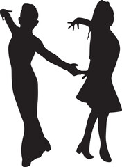 Silhouette of Couple Performing Latin Dance Salsa or Cha-Cha Vector