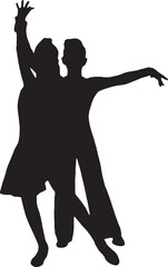 Silhouette of Ballroom Dancing Couple in Action Vector