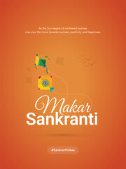Makar Sankranti greeting design with kites and festive mood