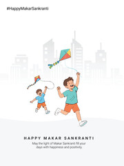 Makar Sankranti greeting design with kites and festive mood