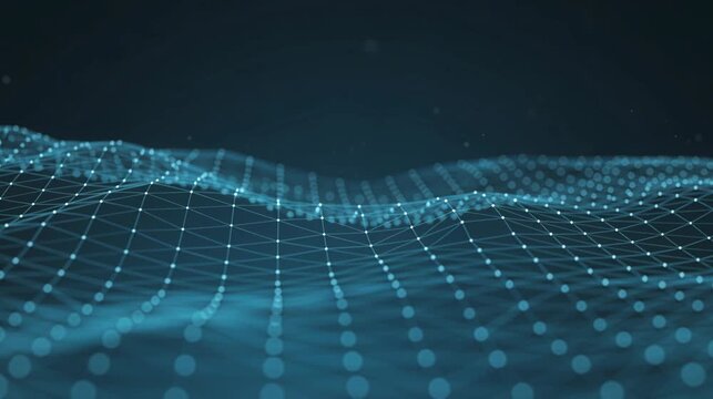 Abstract digital network technology background with blue glowing plexus mesh particles and lines for big data connectivity concept in futuristic cyber communication systems