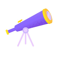 Modern Purple Telescope on Tripod Flat Vector Illustration