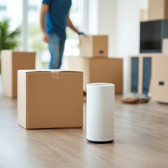 Moving Day Setup White Air Purifier, Boxes and Mover, Home, IndoorAir