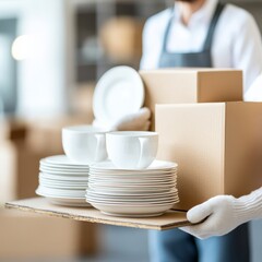 Moving Service Careful Handler with Dishes and Boxes ,Relocation ,Delivery