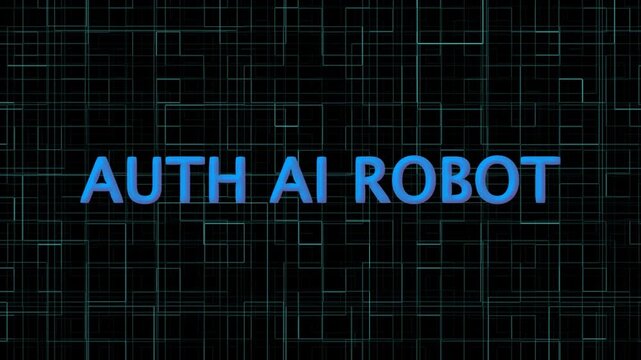 auth ai robot text technology data line background purple color