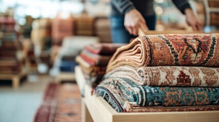 Rolled Rugs on Display Textiles and Patterns, home decor ,design