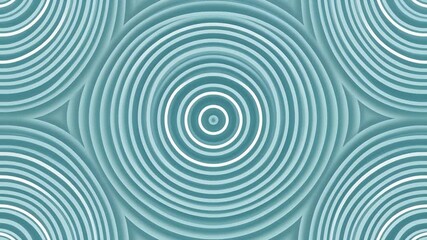 Abstract pattern of concentric teal and white circles creating a ripple effect, forming a geometric and calming background. - Powered by Adobe