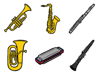 Naklejka premium Collection of Musical Instruments Illustration.