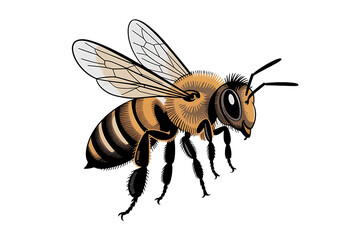 Illustration of a winged bee on a white background