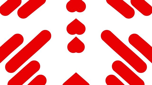 Animated red decorative lines is moving. Mirror reflection. Linear background. Looped video. Vector illustration isolated on white background.