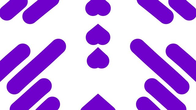 Animated violet decorative lines is moving. Mirror reflection. Linear purple background. Looped video. Vector illustration isolated on white background.