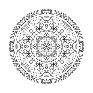 Black and white vector mandala for coloring.