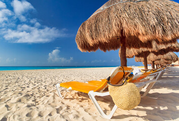 Beach at Caribbean sea in Playa del Carmen, Mexico