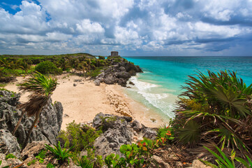Beautiful Tulum beach at Caribbean sea, Mexico