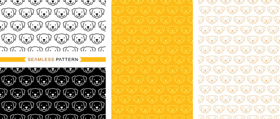 Dog icon patterns, seamless patterns, seamless backgrounds, vector illustrations, and easily changeable colors.