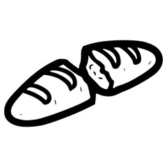 doodle baguette illustration hand drawn outline vector