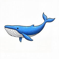 Vibrant blue whale illustration swimming gracefully, artistic representation