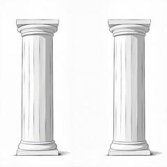 Stylish white marble columns in geometric design, product photography