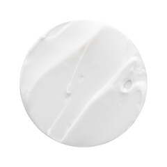 Swatch of white cream texture, cosmetics for face and body on a white or transparent isolated background. Smear round.