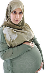 Pregnant muslim woman with happy expression