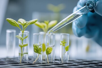 Research on plant biotechnology conducted in a laboratory setting focused on gene studies and plant growth, showcasing advanced techniques for improving agriculture