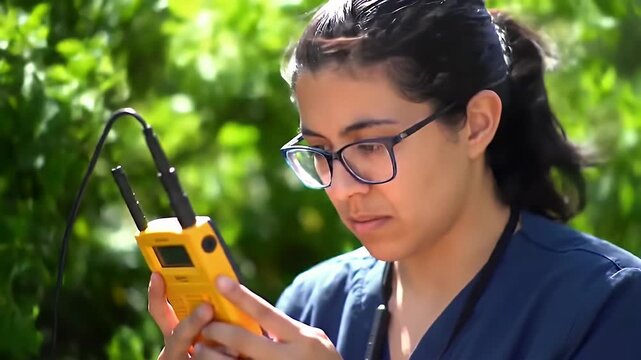 Scientist with meter.