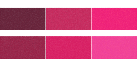 A grid of six solid color swatches displaying a gradient of pink and magenta hues.