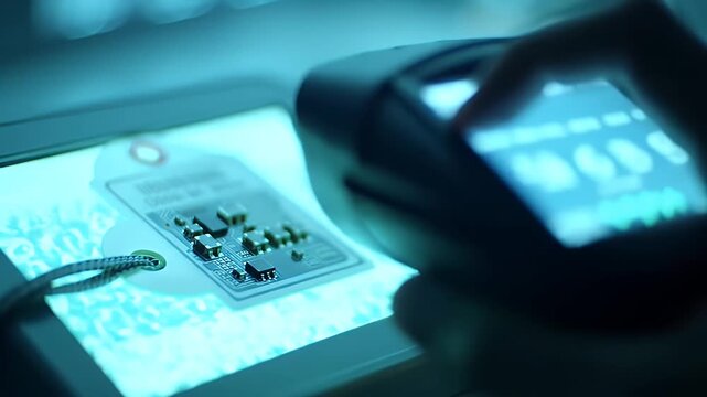 Scanning code on screen.