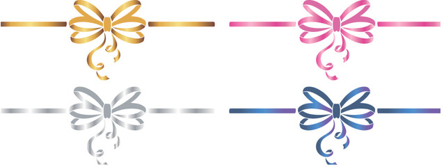 set of icons of colorful ribbons and bows made of thin ribbons, for holiday designs, invitations, flyers or decorative frames