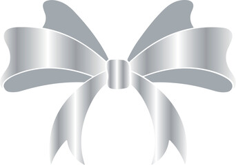 bow with a silver gradient composed of large ribbons, for holiday designs, invitations, flyers or decorative frames