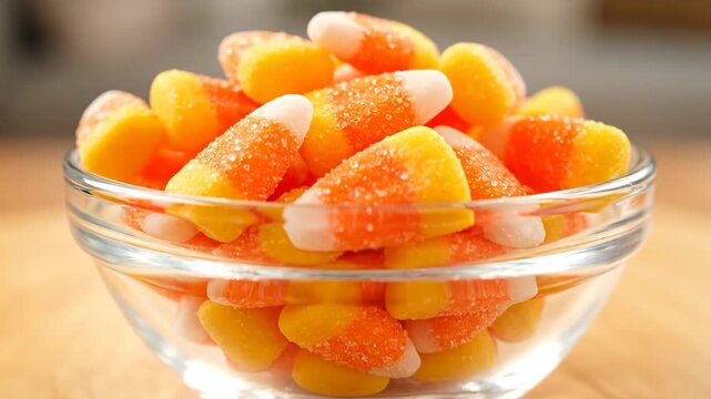 Candy corn in glass bowl a sweet holiday treat