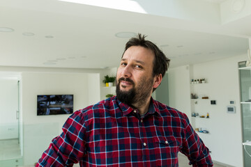 Portrait of happy smiling Asian man standing