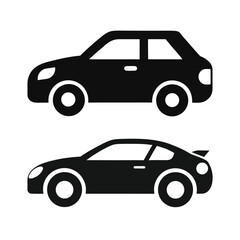 Fototapeta premium Black silhouettes of two distinct types of automobiles: an suv and a sports car