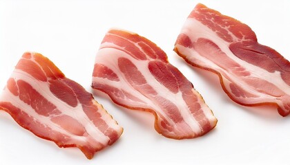 Obraz premium Three slices of smoked bacon
