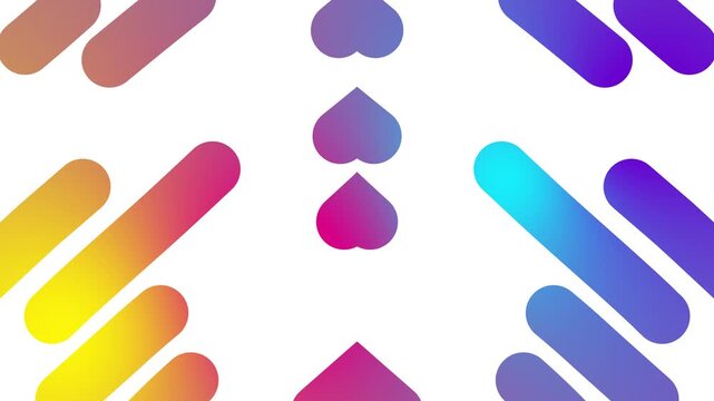 Animated colorful decorative lines is moving. Mirror reflection. Linear background. Looped video. Vector illustration isolated on white background.