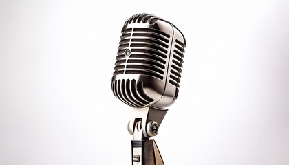 Fototapeta premium Vintage microphone on white background