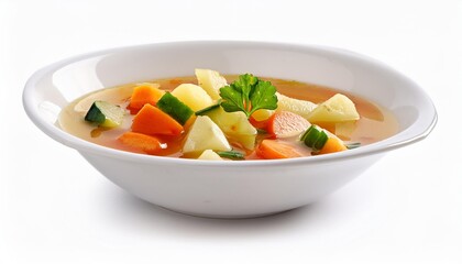 Vegetable soup in white bowl