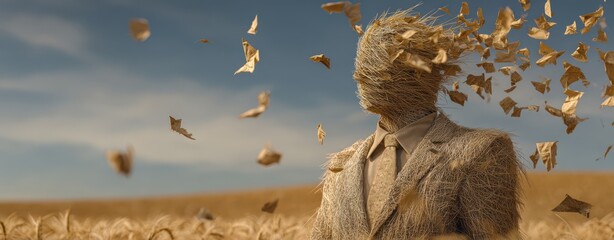 man in a suit made of straw