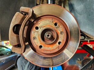 disc brake for car under inspection